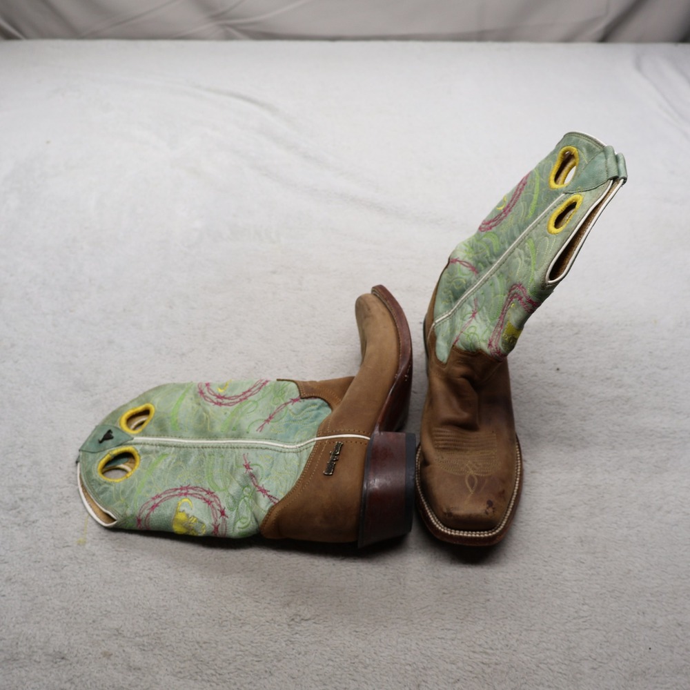 Vaqueras Women 7.5B Mex 24 Western Boot Brown Leather Embroidered Square Toe
